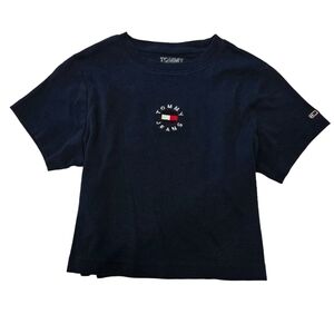 ✨2/$25 Tommy Hilfiger Tommy Jeans Cropped Navy Tee Crew Neck Casual Top